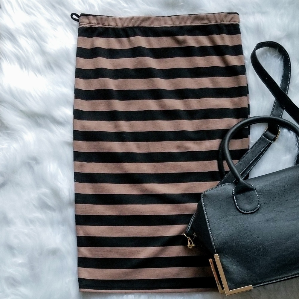 MAUVE Striped Pencil Skirt